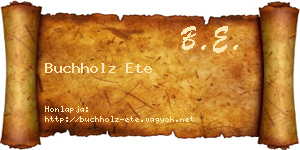 Buchholz Ete névjegykártya